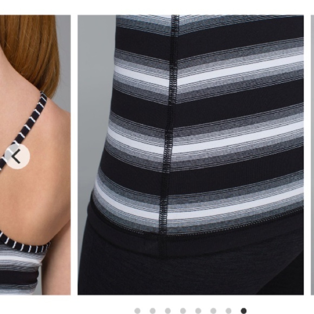 Lululemon athletica Women’s Power Y Work Out Tank Capilano Stripe Black White - Picture 8 of 15